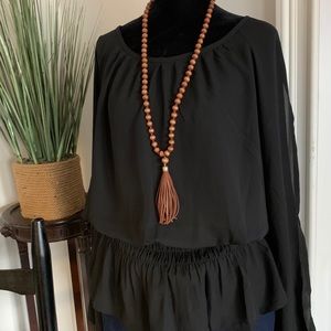 CATO Peplum Black Blouse- L-